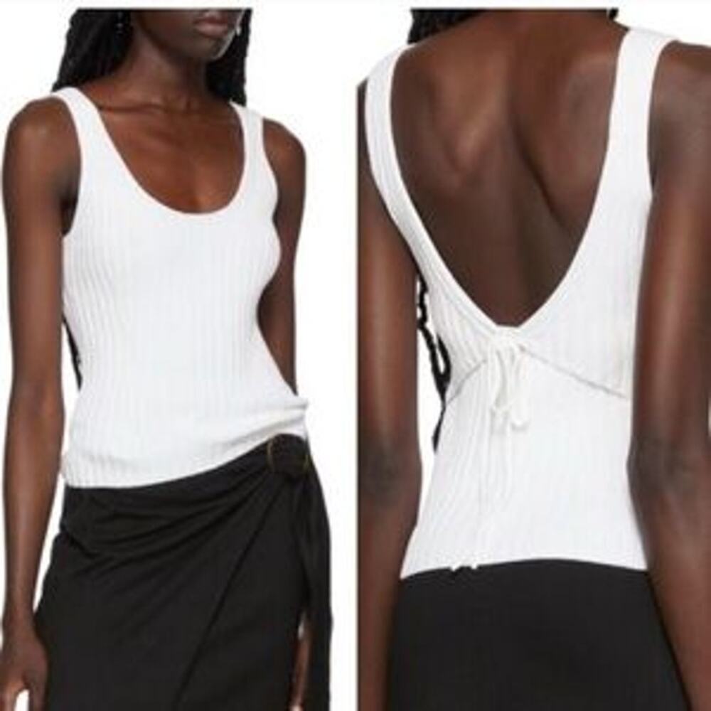 Vince Rib Tie Back‎ Cotton Blend Tank Top Size Large NWT